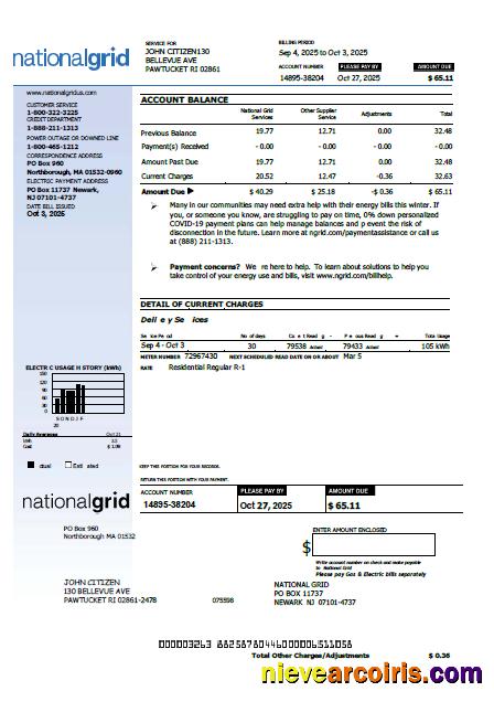 United Kingdom National Grid utility bill, version 2